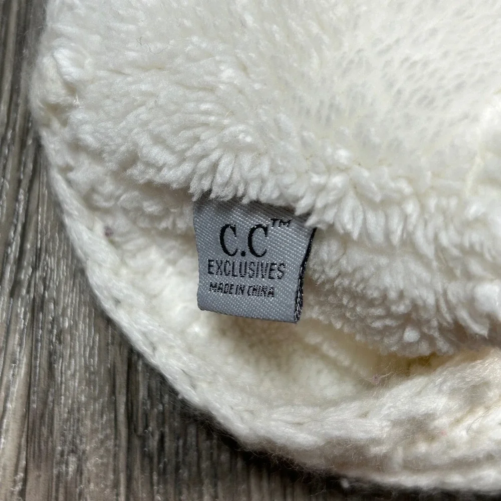 C.C Headband Cream White Cable Knit Fleece Lined Ear Warmer Winter Snow